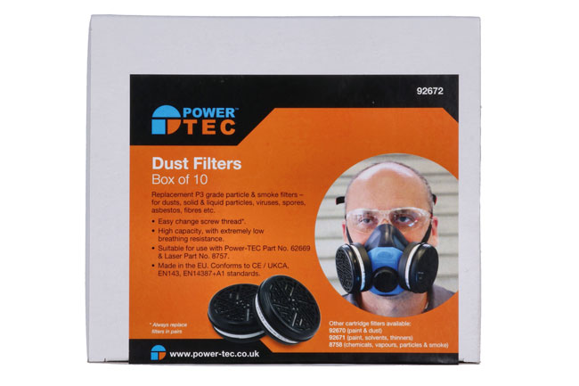 Power-TEC 92672 Dust Filters – box of 10 (P3)