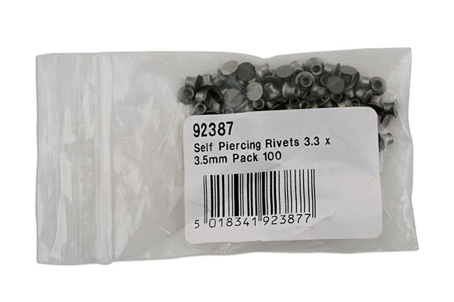Laser Tools 92387 Self Piercing Rivets 3.3 x 3.5mm Pack of 100
