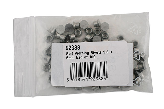 Laser Tools 92388 Self Piercing Rivets 5.3 x 5mm Pack of 100