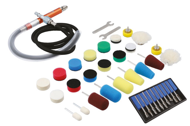 Power-TEC 92594 Pneumatic Detail Polishing Tool Kit & Tungsten Burr Set